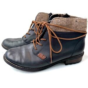 Remonte Dondorf womens lace up short boots blue size 37 6-6.5 us